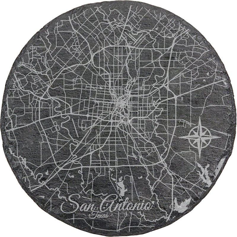 San Antonio, Texas Round Slate Coaster