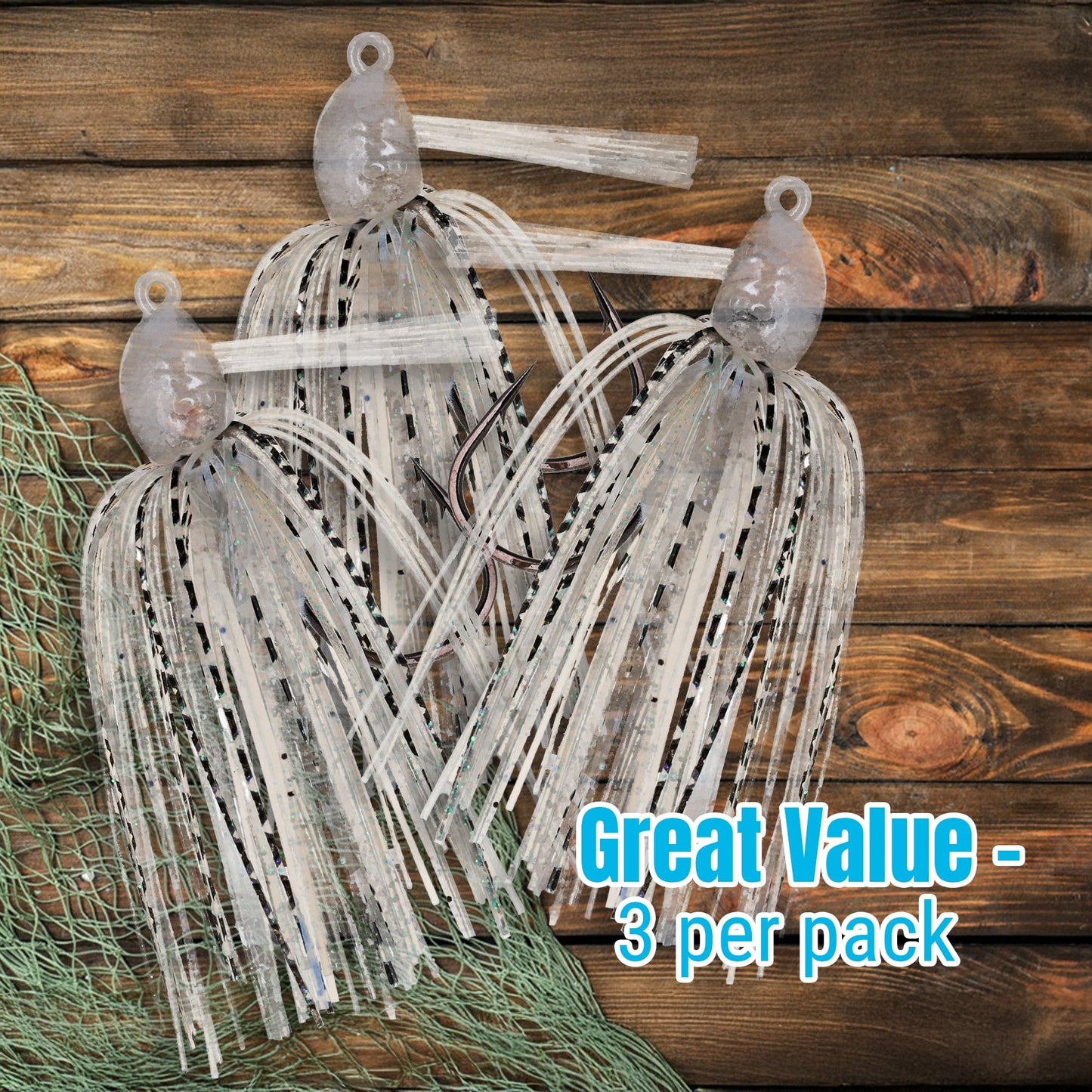 Reaction Tackle Lead Swim Jigs – Premium Weedless Bass Fishing Lures- 3 Pack - New