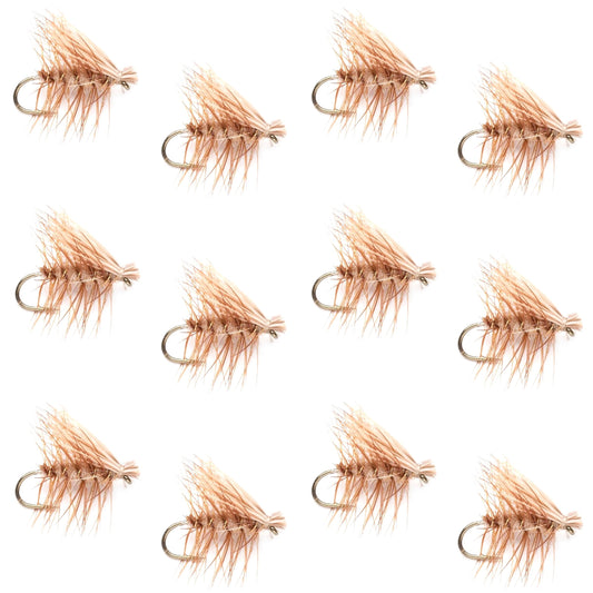 Barbless Tan Elk Hair Caddis Classic Trout Dry Flies 1 Dozen Flies Size 18