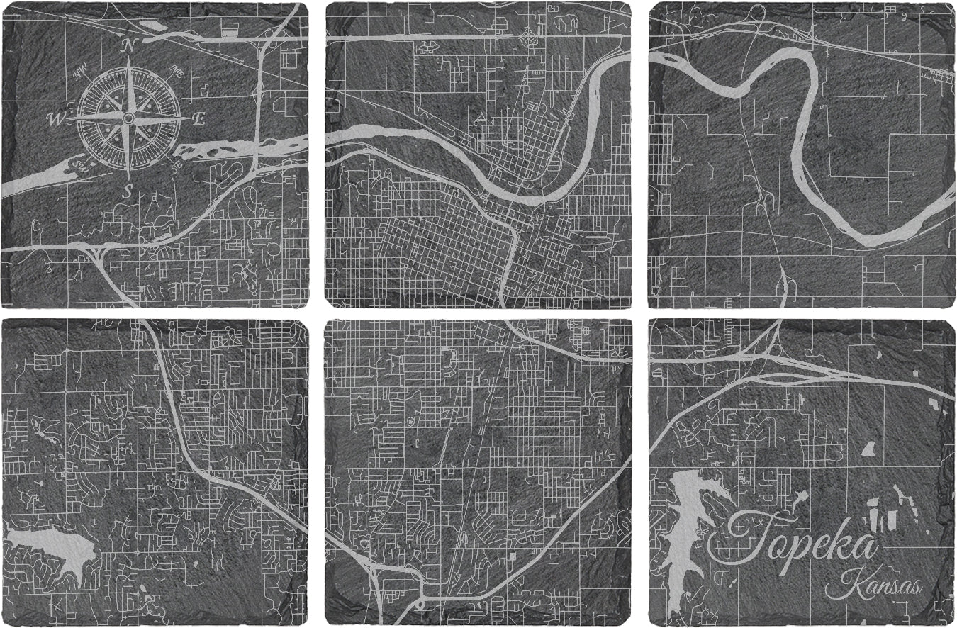 Topeka, Kansas Square Slate Coaster