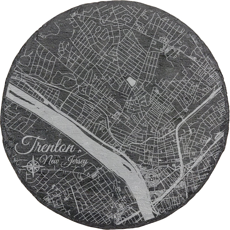 Trenton, New Jersey Round Slate Coaster