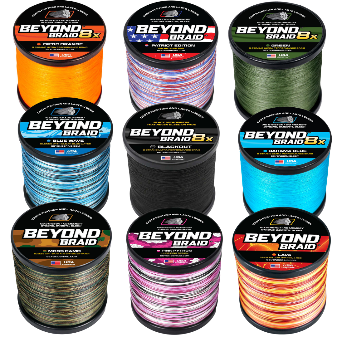 braid fishing lures Beyond Braid Green 8X Strand 300 Yards 50lb
