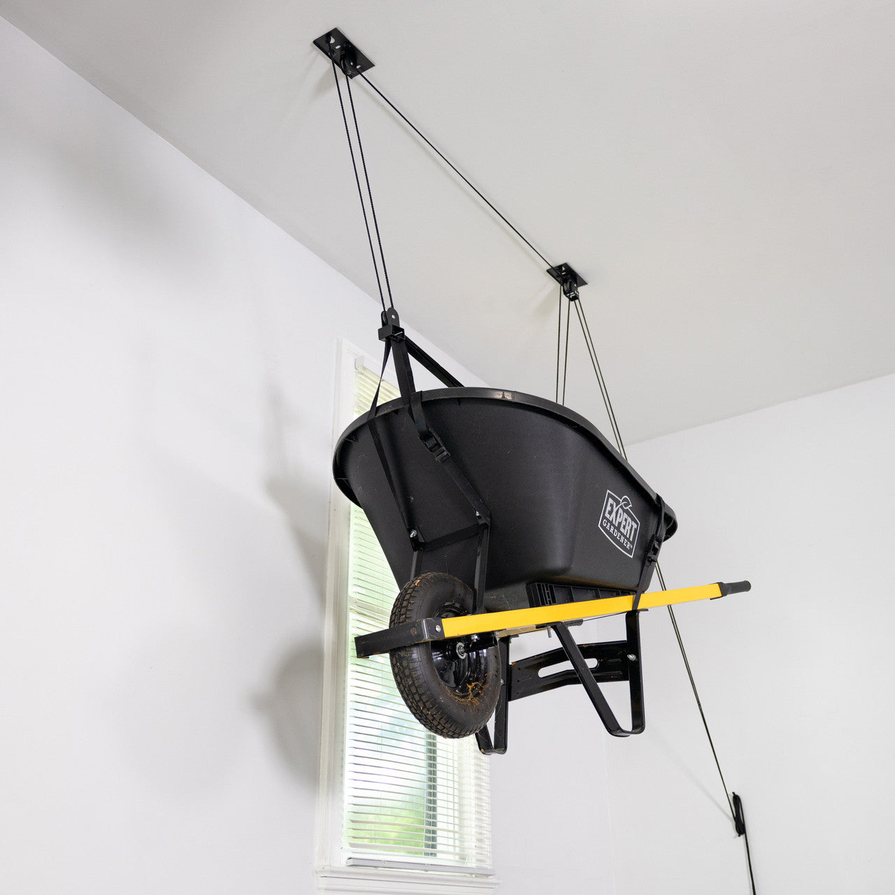 Essential Wheelbarrow Garage Ceiling Storage Hoist | Holds up to 150 lbs | 14' Lift
