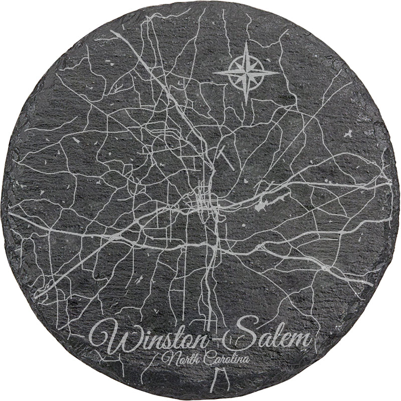 Winston-Salem, North Carolina Round Slate Coaster