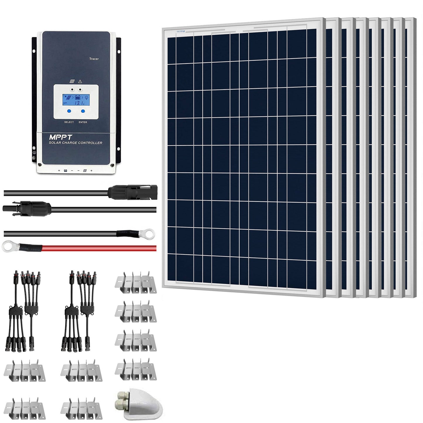 ACOPOWER 8x100W 12V Poly Solar RV Kits, 60A MPPT Charge Controller (800W 60A)
