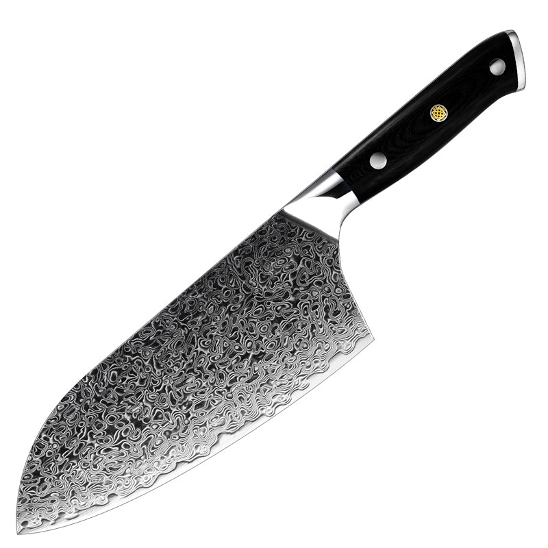 Edge VG10 Japanese Damascus Cleaver Knife with Durable G10 Micarta Handle