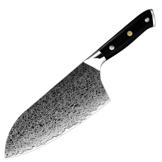 Edge VG10 Japanese Damascus Cleaver Knife with Durable G10 Micarta Handle