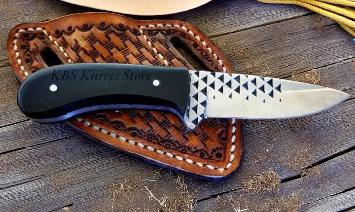 Western Cowboy Belt Knife – Handmade Rasp Steel & Buffalo Horn