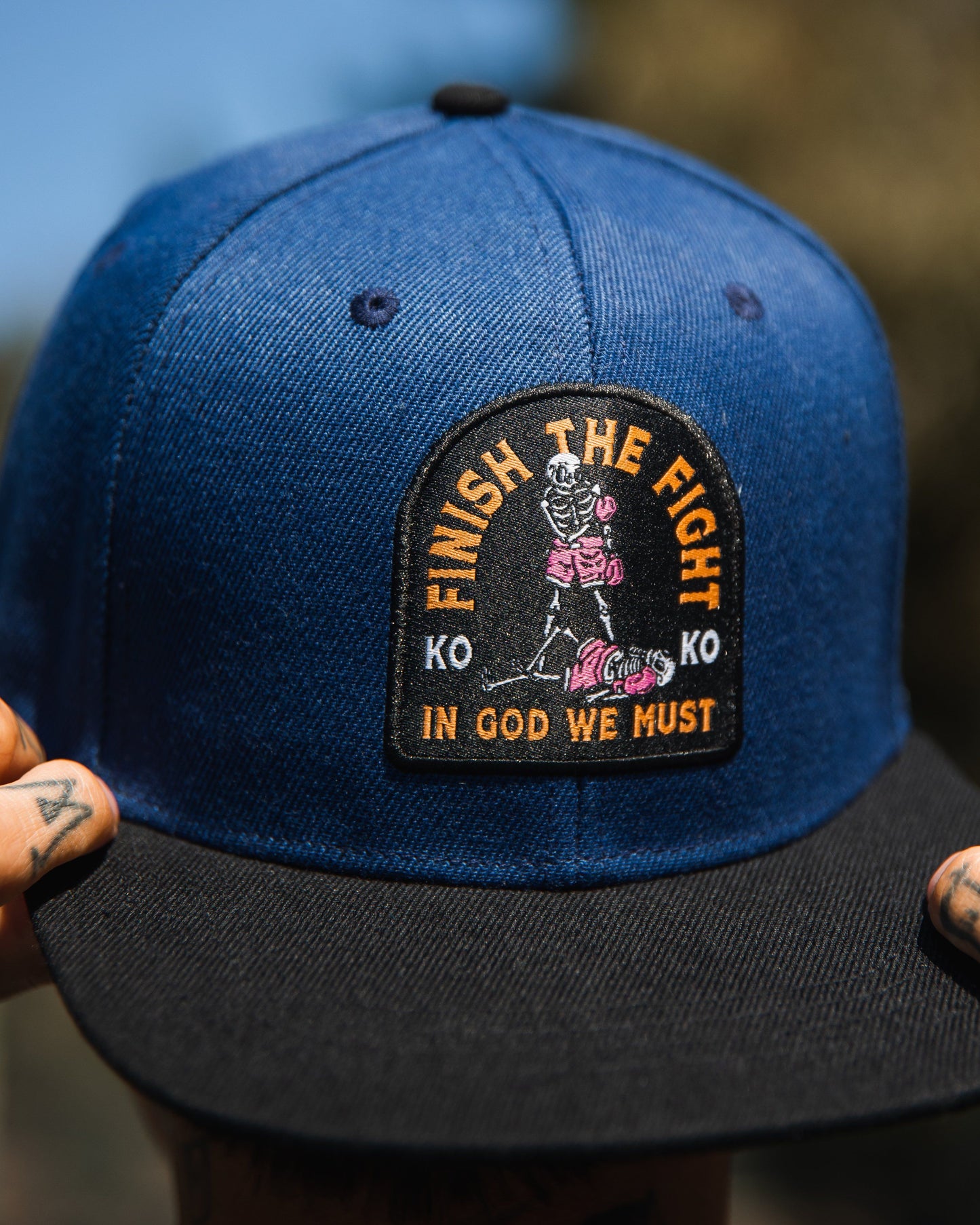 Finish The Fight Blue Snapback Hat