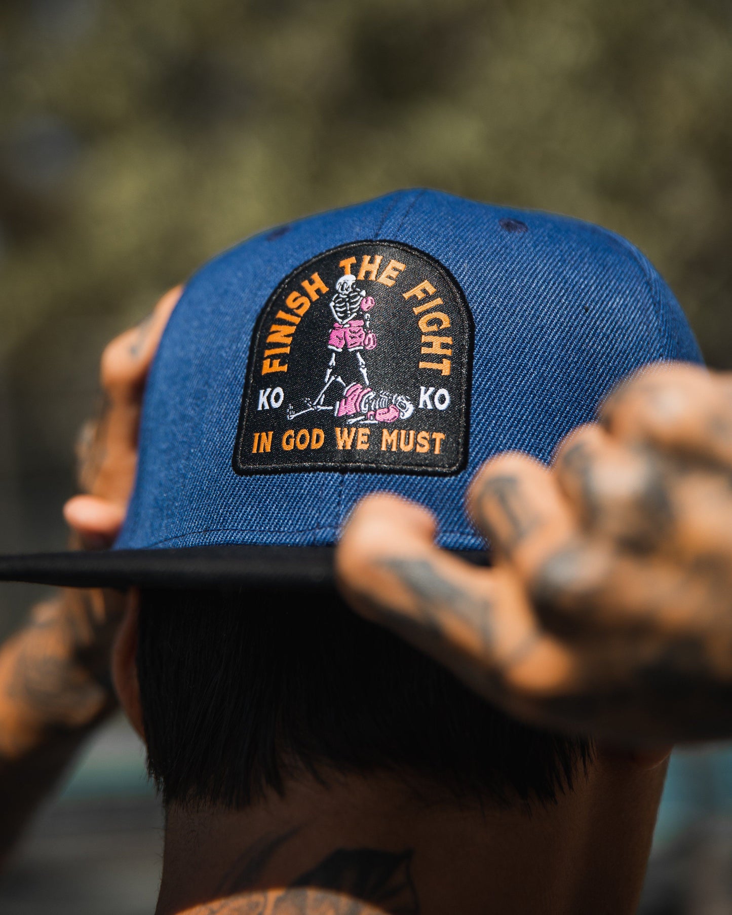Finish The Fight Blue Snapback Hat