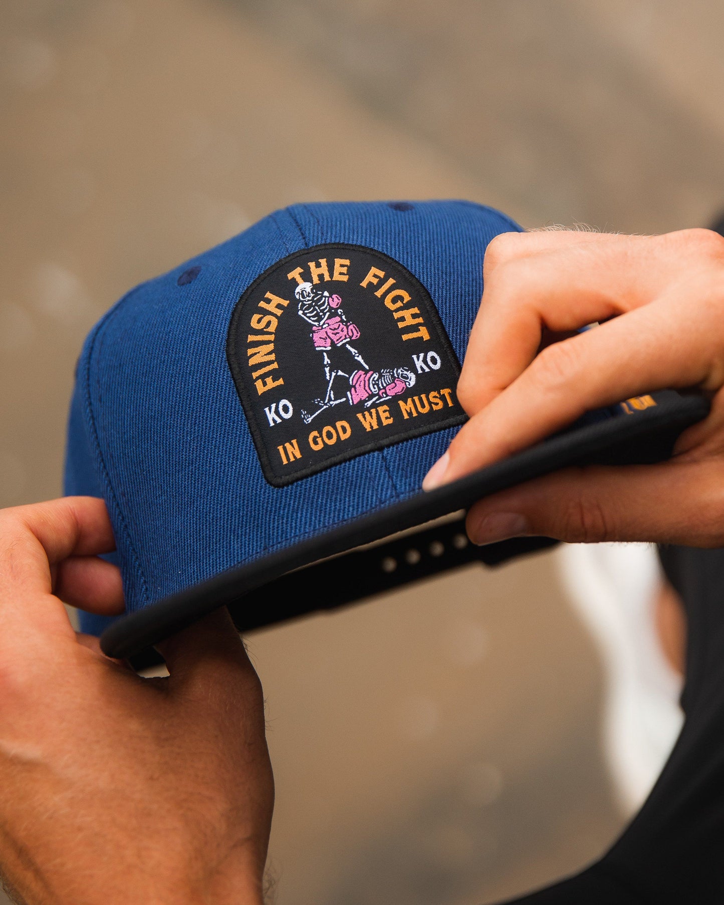 Finish The Fight Blue Snapback Hat