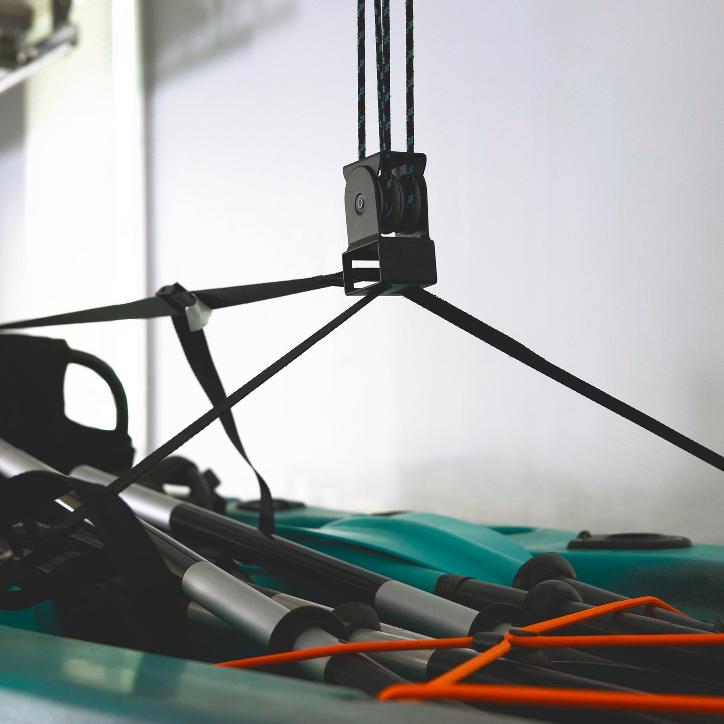 Heavy Duty Kayak Hoist Garage Ceiling Storage Hoist | Holds up to 150 lbs | 18' Lift