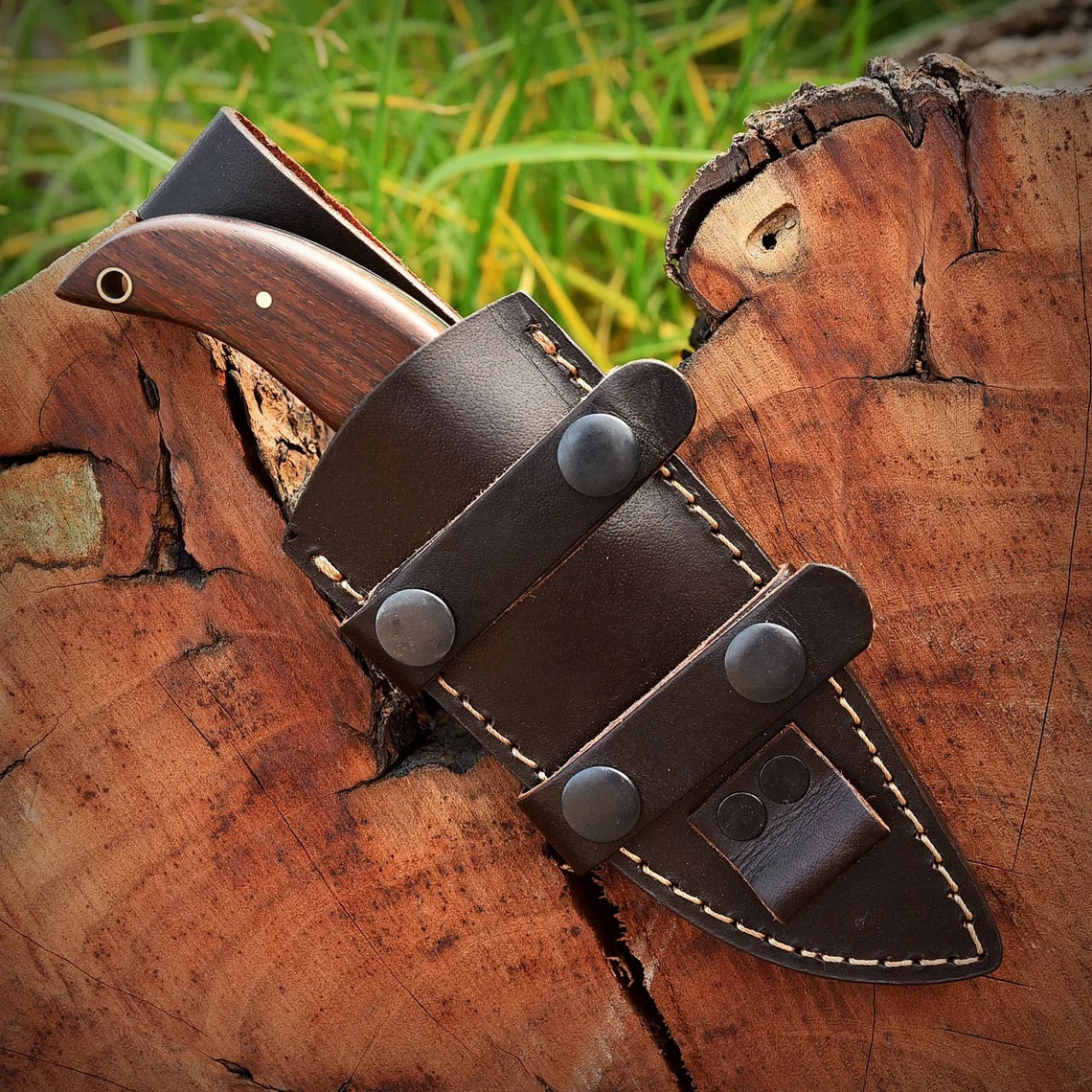 "Custom Handmade 1095 Forged Steel Skinning Knife | Rosewood Handle | 7 Inches | Leather Sheath | KBS Knives Store"