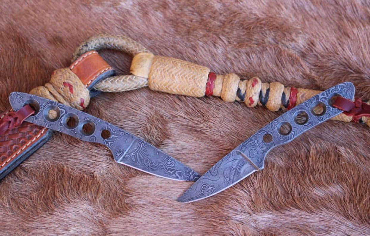 Damascus Steel Vaquero Untralite Blank Cowboy Knife