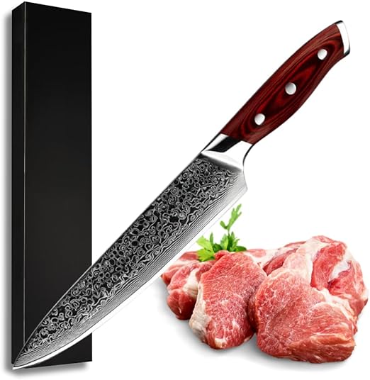 Edge VG10 Damascus Chef Knife with Pakkawood handle