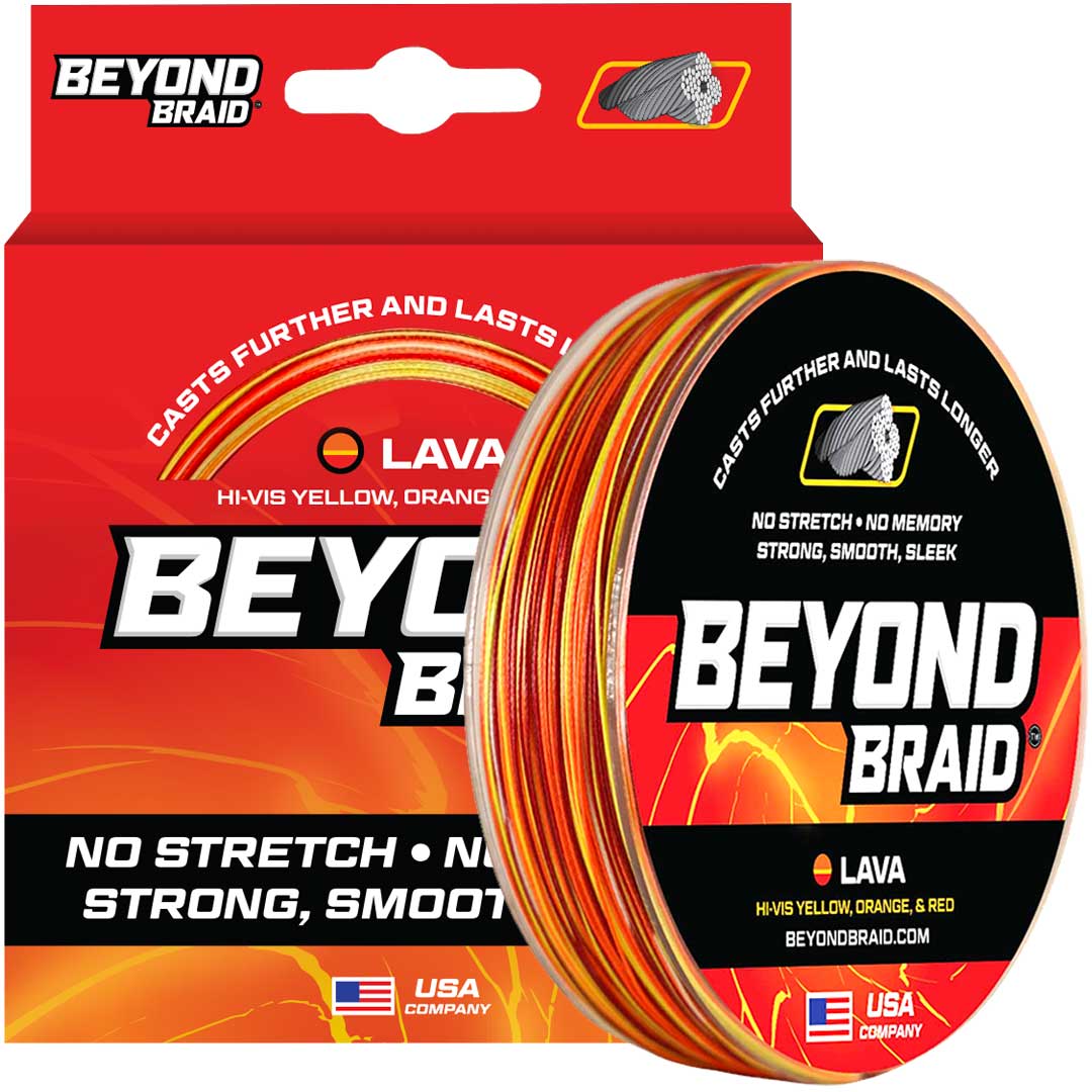 braid fishing lures Lava - Red, Orange, & Yellow