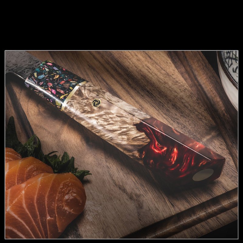 Pristine VG10 Chef Knife 10.5" with Exotic Olive Wood & Resin Handle