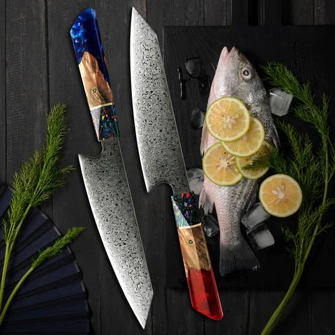 Pristine 8" VG10 Chef Knife Damascus Kiritsuke Knife with Exotic Olive Wood Handle
