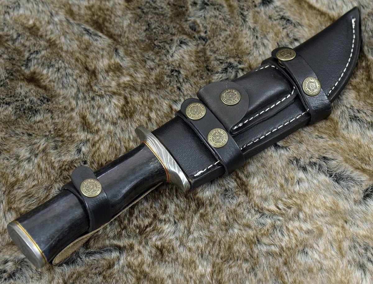 Raptor Damascus Steel Bowie Knife with Bone Handle