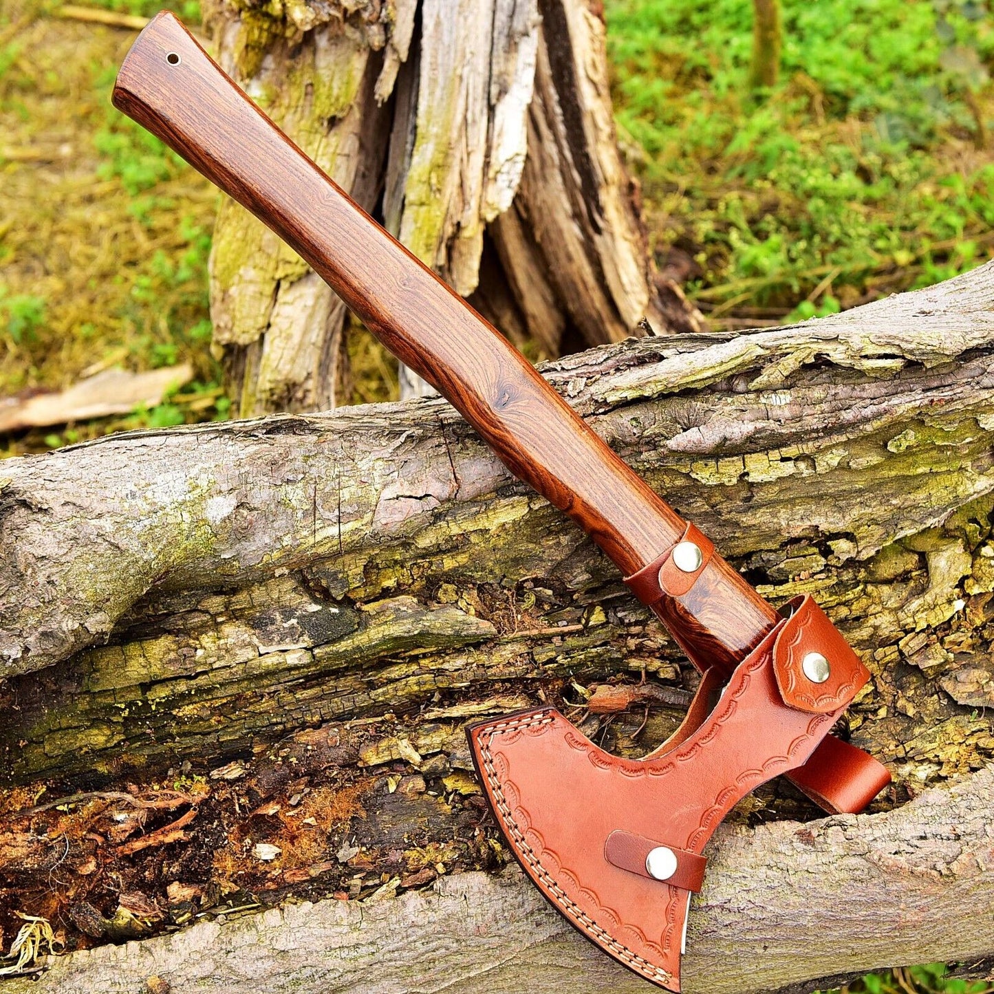 Custom Handmade Hand Engraved High Carbon Steel Viking Tomahawk Axe with Rosewood Handle by KBS Knives Store