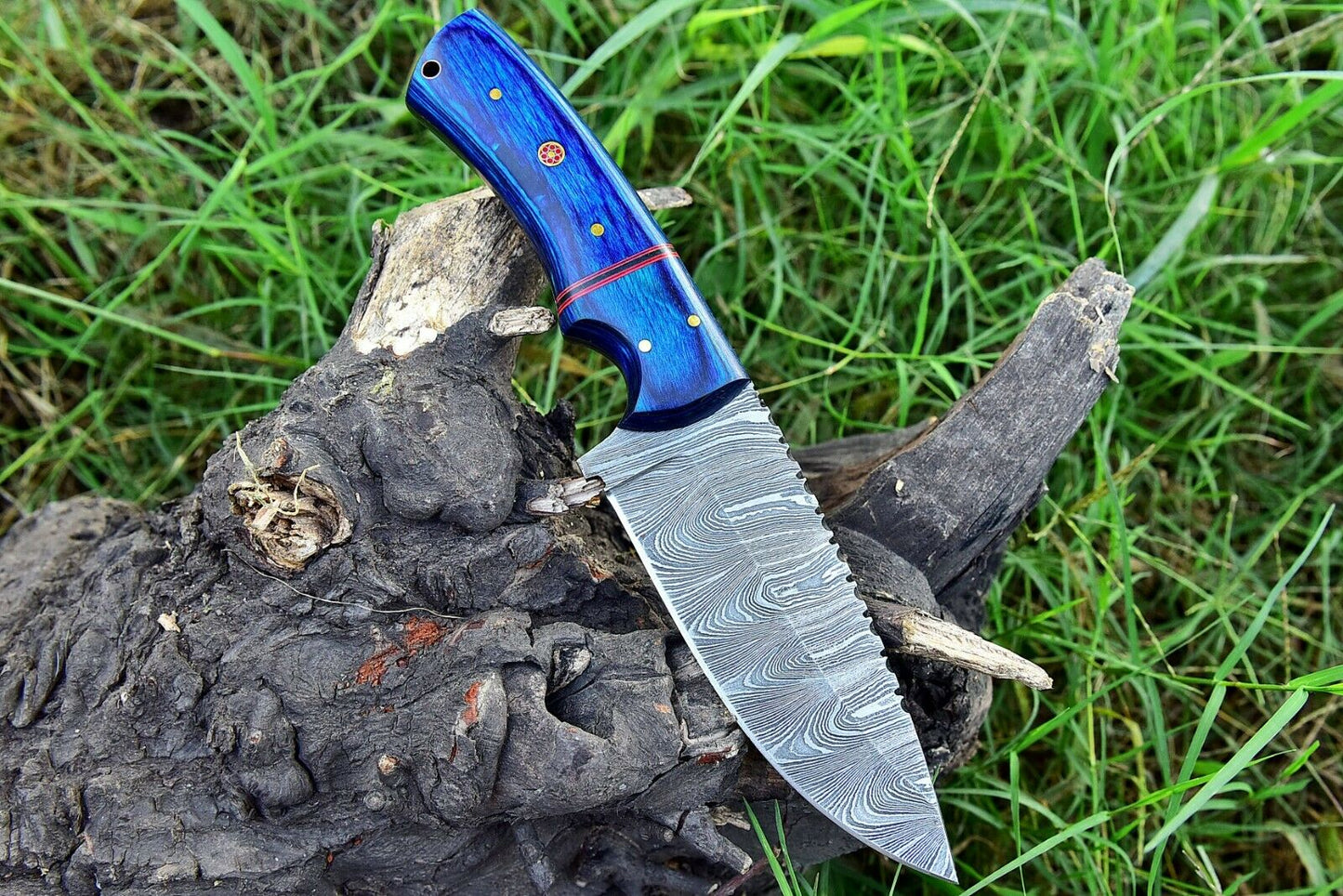 Custom Handmade Damascus Steel Skinning Hunting Knife