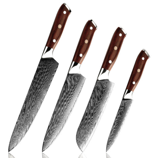 Splendor Knife Set 4 Piece VG10 Damascus Steel with Pakkawood Handle & Sheath