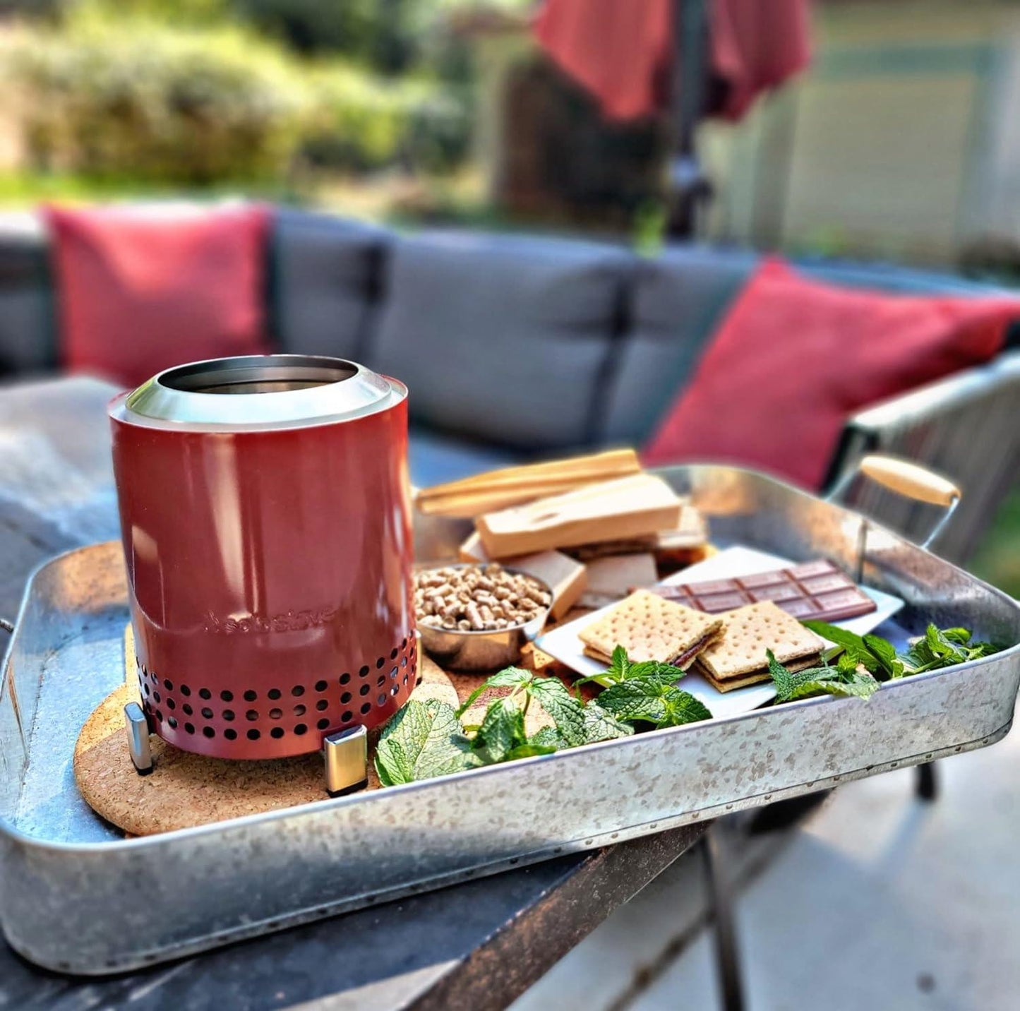Solo Stove Mesa Tabletop Fire Pit with Stand | Low Smoke Outdoor Mini Fire for Urban & Suburbs | Fueled by Pellets or Wood