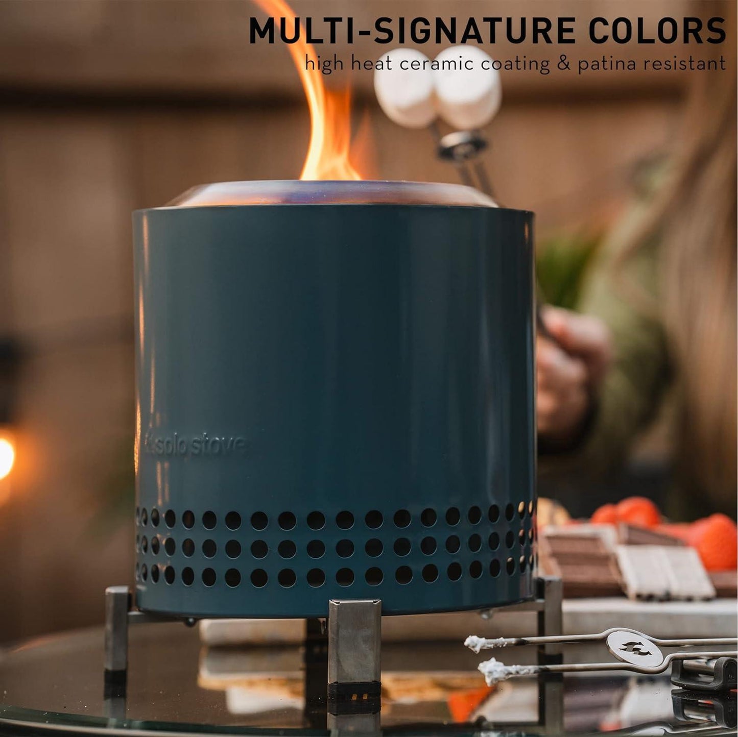 Solo Stove Mesa XL Tabletop Fire Pit with Stand | Low Smoke Outdoor Mini Fire for Urban & Suburbs | Fueled by Pellets or Wood