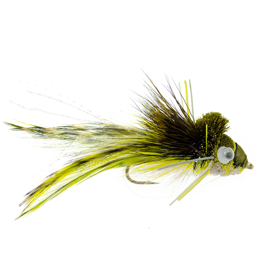 Bass Bug Collection -12 Bass Fly Fishing Flies - Surface Poppers Frog, Rat, Mouse Divers - Hook Sizes 2,4, 6 And 8