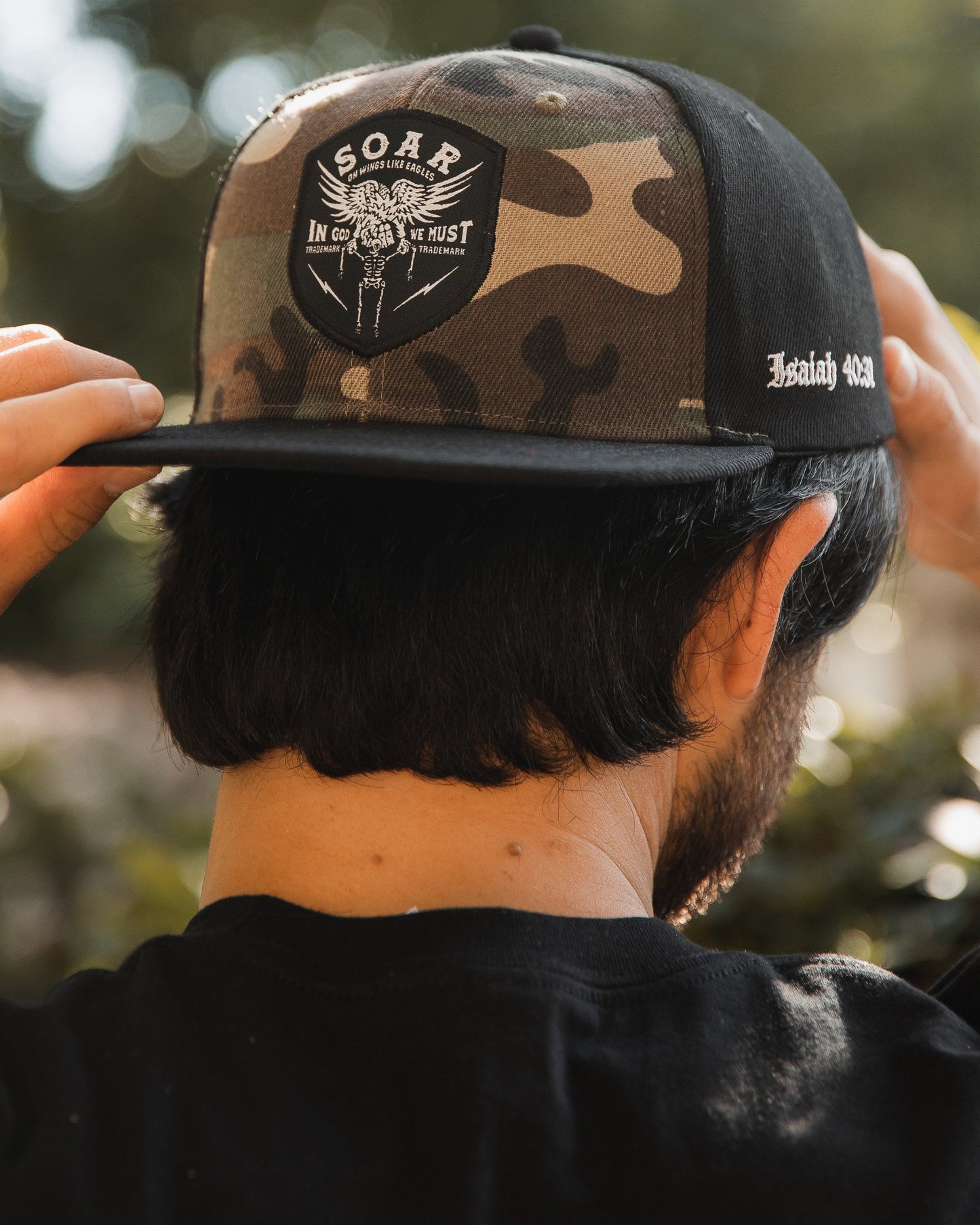 "Wings Like Eagles" Camo Snapback Hat