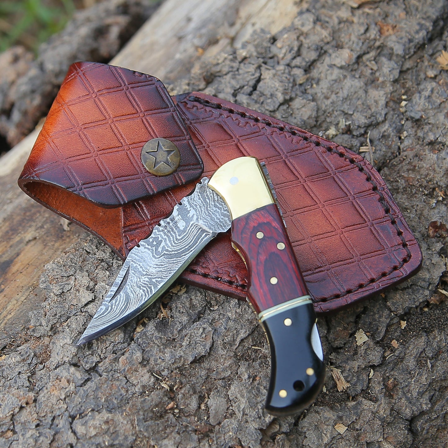 Firestrike Pocket Knife with Bull Horn & Pakkawood Handle