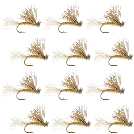 Tan X Caddis Emerging Caddis Adult Trout Dry Fly - 1 Dozen Flies Hook Size 18