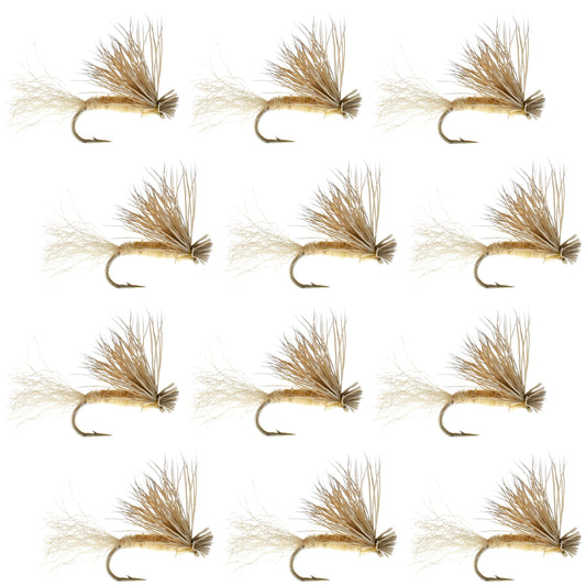 Tan X Caddis Emerging Caddis Adult Trout Dry Fly - 1 Dozen Flies Hook Size 16