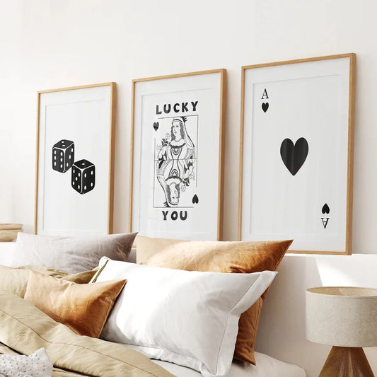 Trendy Playing Card Wall Art Set of 3 Prints
