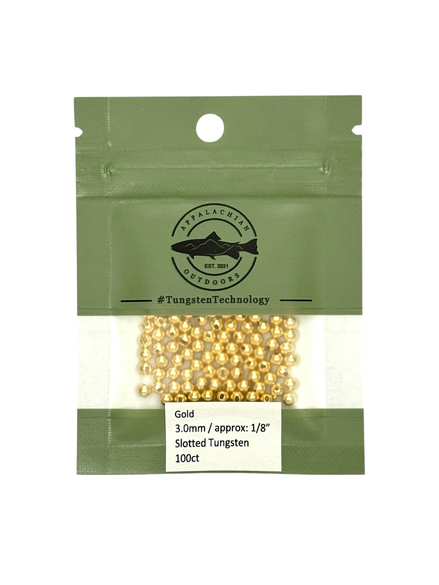 Appalachian Outdoors Slotted Tungsten Beads 100 Pack