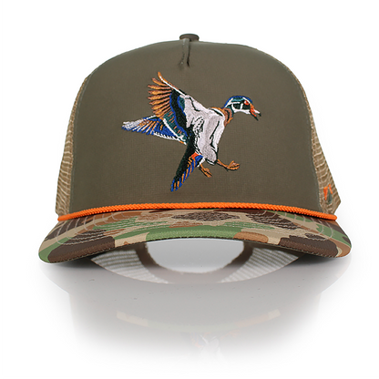 Wood Duck 5-Panel Ridgeline Mesh Back Rope Cap