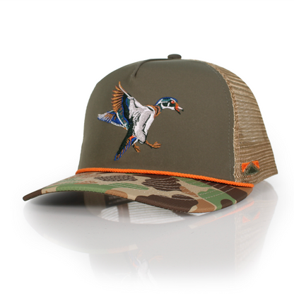 Wood Duck 5-Panel Ridgeline Mesh Back Rope Cap
