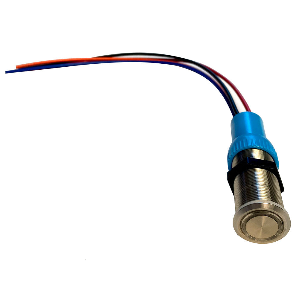 Bluewater 19mm Inrush Push Button Switch - Nav/Anchor Off/On/On - Blue/Green/Red LED - 4' Lead