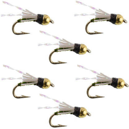 Beadhead Olive 3 Dollar Dip Serendipity Wet Fly Fishing Flies - 6 Flies Hook Size 16