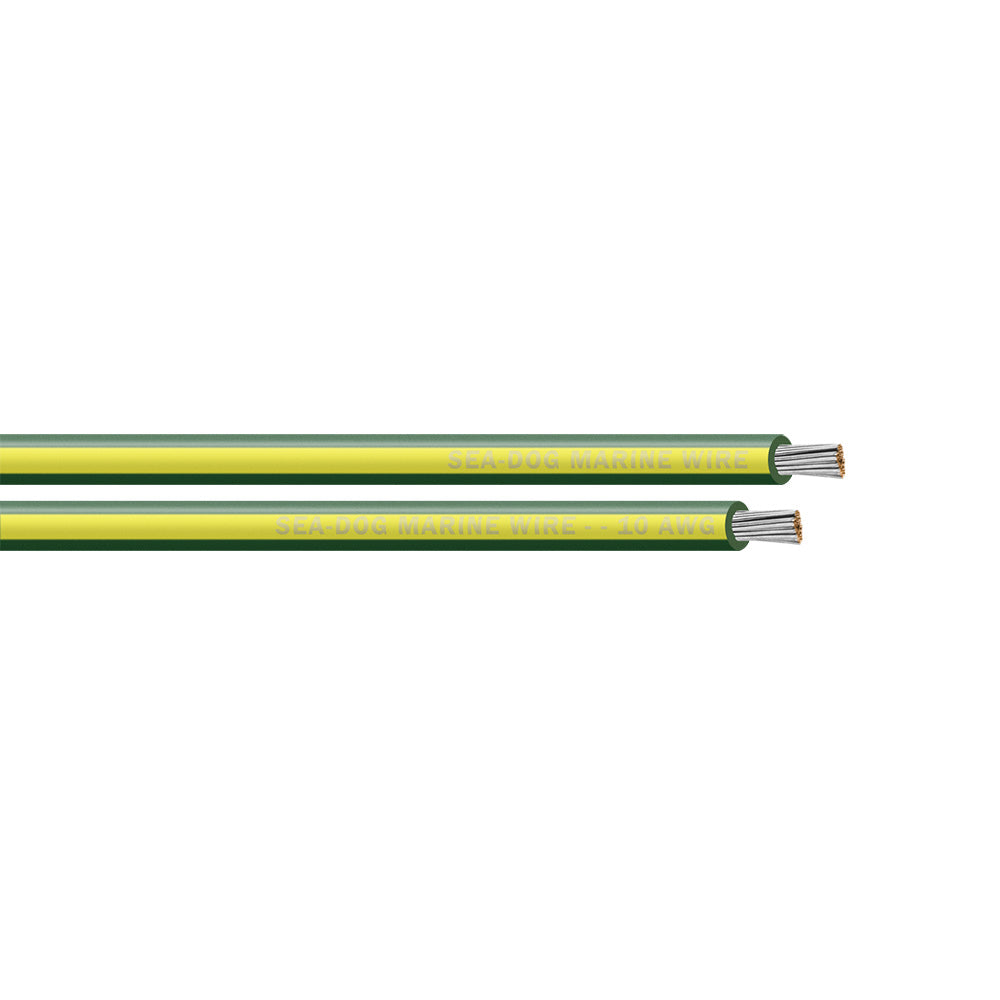 Sea-Dog 10 AWG Green/Yellow Stripe Primary Wire - 25'