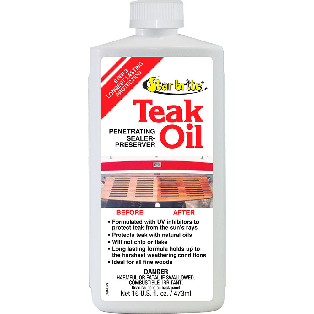 Star brite Teak Oil - Long Lasting, Penetrating, Sealer,  Preserver w/UV Inhibitors - 16 oz