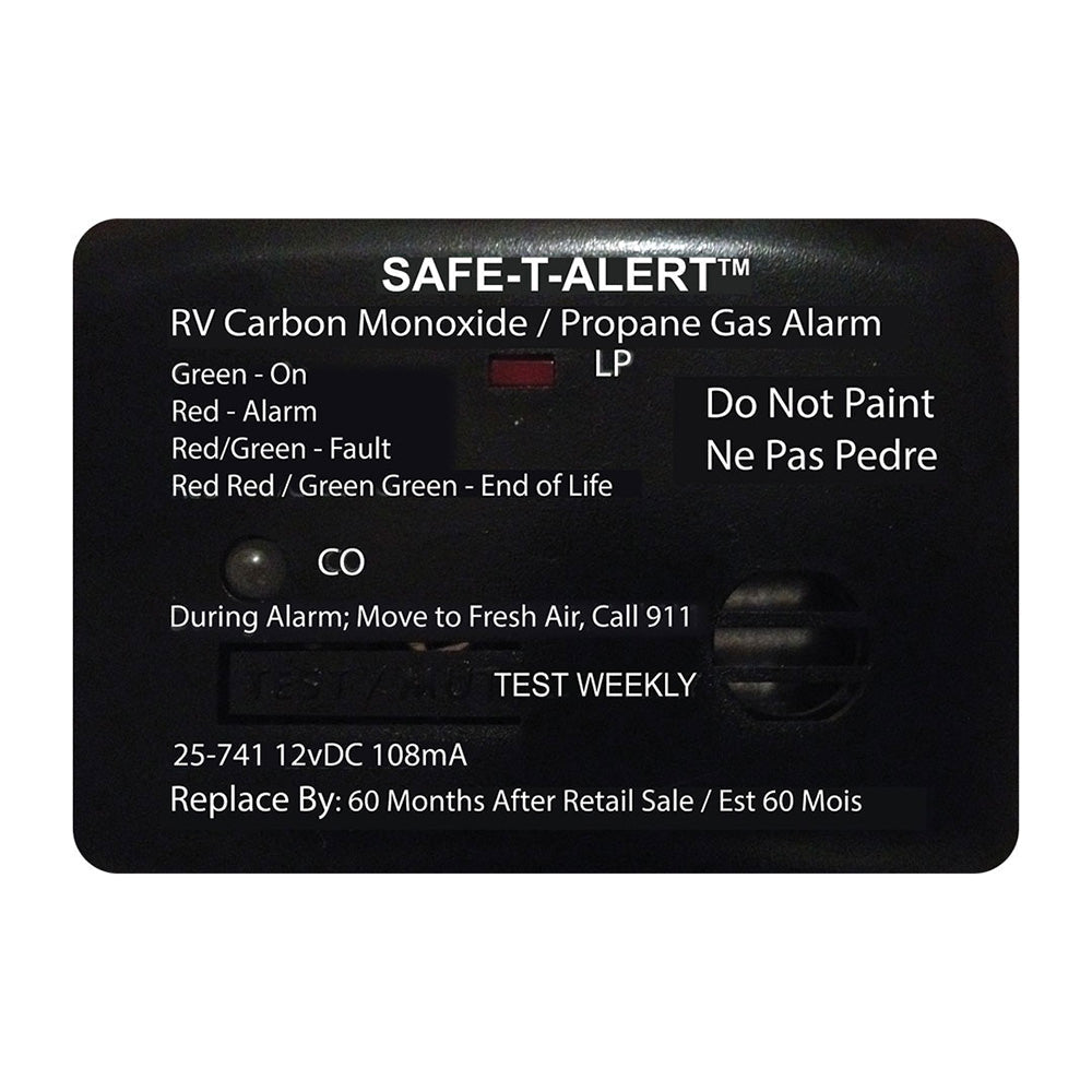 Safe-T-Alert 25 Series Surface Mount Dual Carbon Monoxide/Propane Alarm - 12V Hardwire - Black