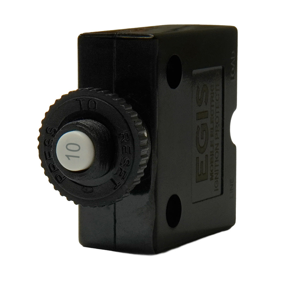 Egis 10A Push Button Panel Mount Circuit Breaker - Spade Terminal