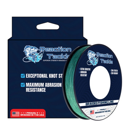Reaction Tackle BRAIDED IN THE USA Fishing Line- 4X- NEW