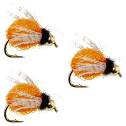 3 Pack Bead Head LaFontaine Amber Deep Sparkle Caddis Pupa - Hook Size 12