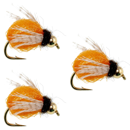 3 Pack Bead Head LaFontaine Amber Deep Sparkle Caddis Pupa - Hook Size 12