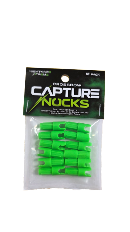 Nightmare Xtreme Crossbow Capture Nocks  FLO Green 12 pack .300 ID Shafts