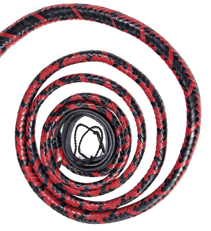 Handmade Red, Black & Orange Leather Bullwhip (4ft to 16ft)