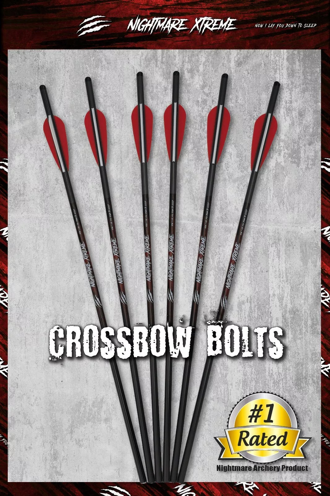 NIGHTMARE XTREME Crossbow Bolts Carbon Half Moon Nocks 12Pcs 20"