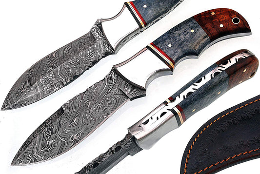 Custom Handmade Damascus Steel Hunting Skinning Knife